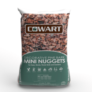 Bagged pine bark mini nuggets for decorative beds and natural mulch cover in Alpharetta and Cumming, GA